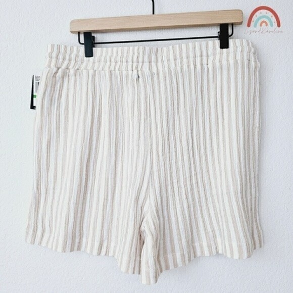 New! Angels Gauzy Cotton High Waist Stripes Pull On Shorts - Picture 2 of 9
